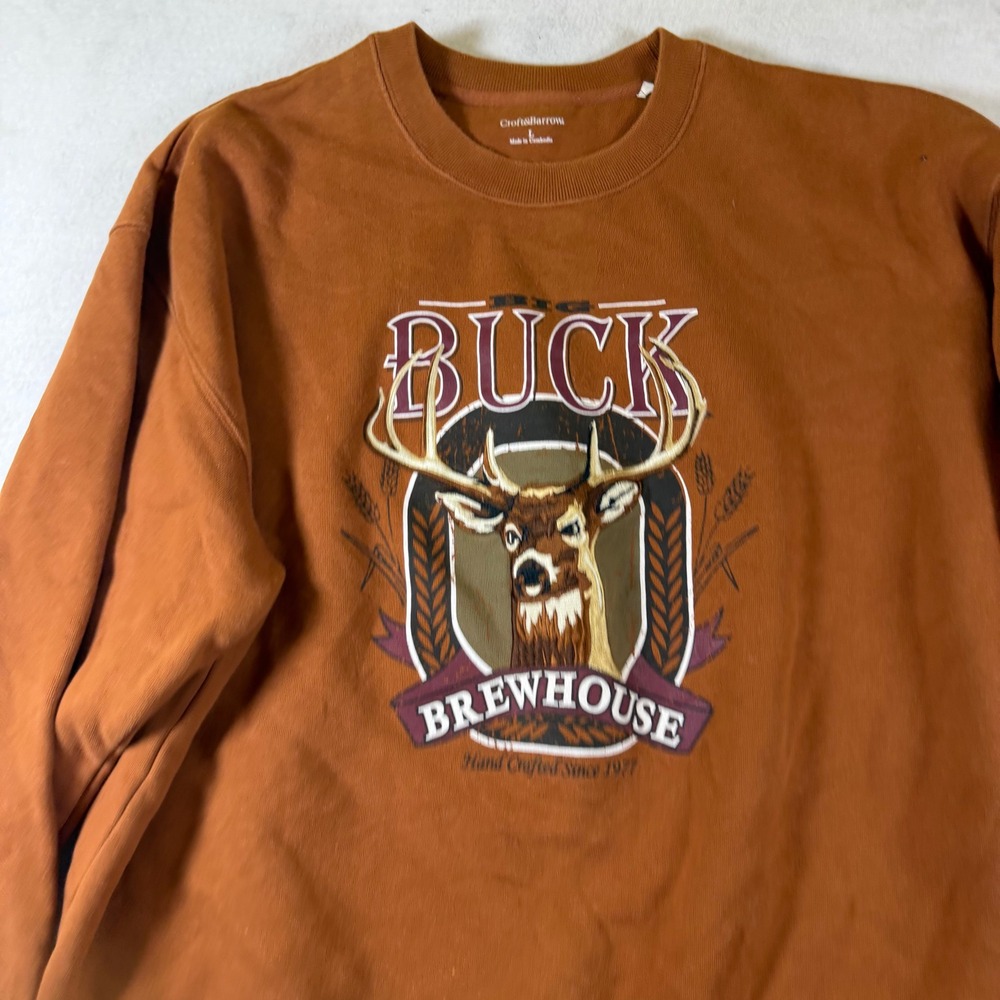 Croft & Barrow Mens Big Buck Brewhouse Graphic Sweatshirt Rust Orange Large